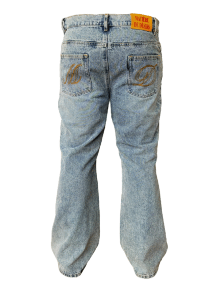 Matiere De Desirs STUDDED PLEATED DENIM JEANS